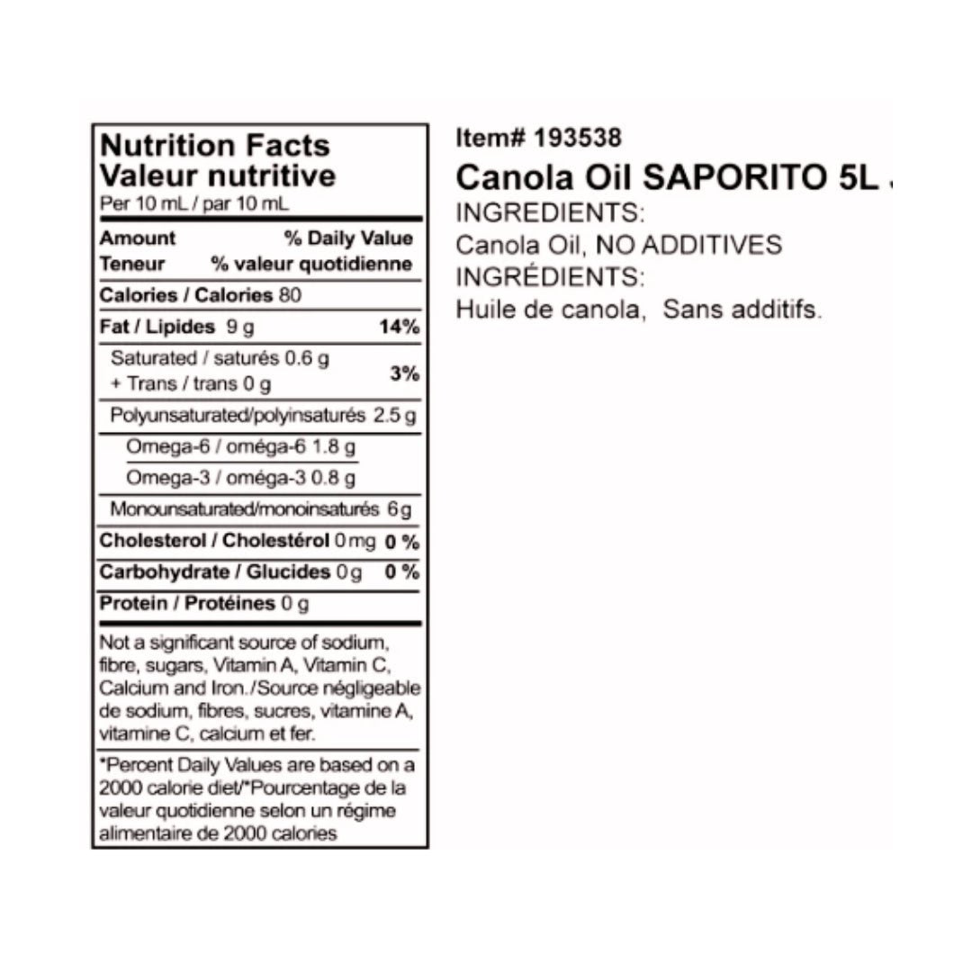 Saporito | Canola Oil (5 L) - CartMart